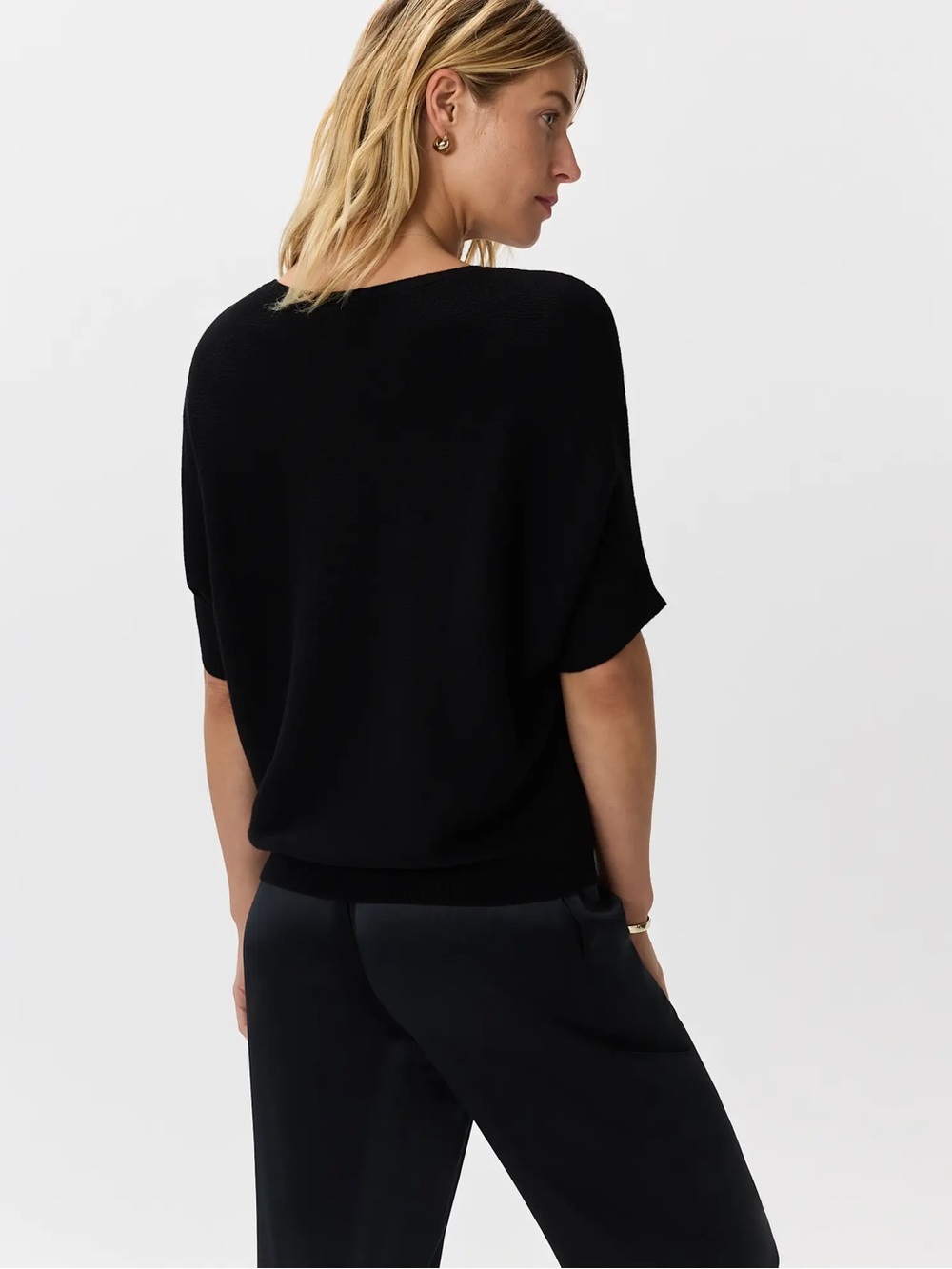 Quince SZ SM Lightweight Cotton Cashmere Link-Stitch Dolman Sweater - Picture 2 of 6